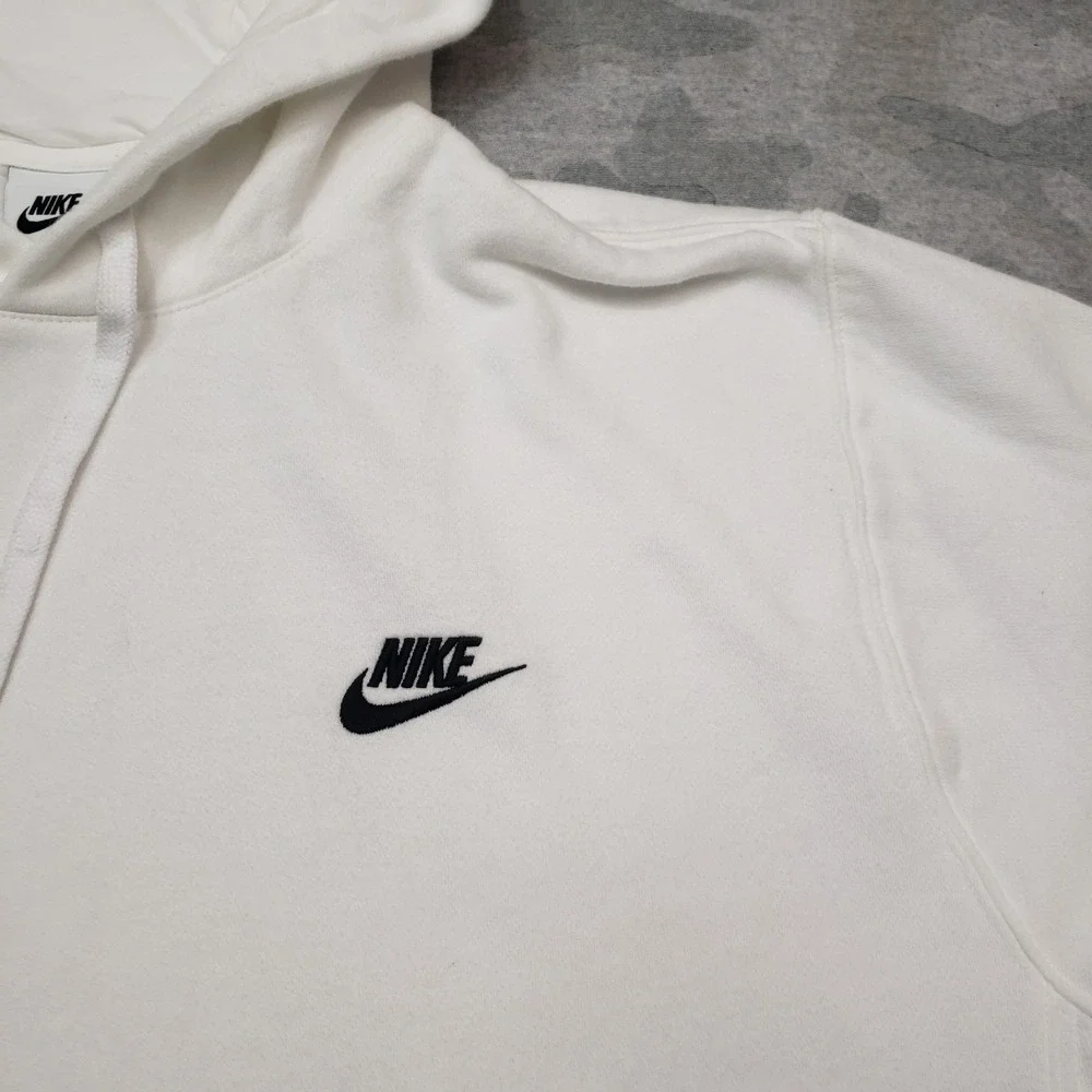 Nike‎ Sweatshirt Mens Large White Club Fleece Pullover Pockets Hooded
